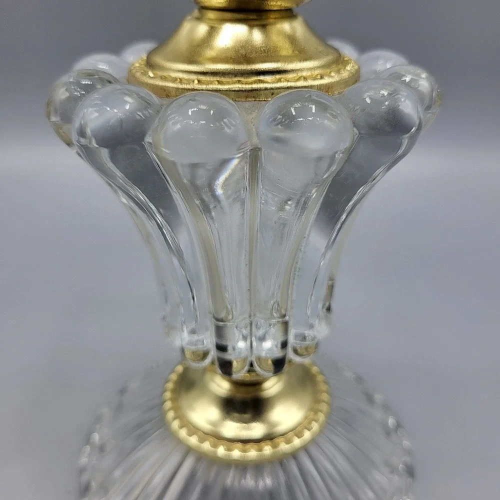 Michelotti Crystal Boudoir Table Lamp Base Crystal Prisms Gold Tone Glass Clear